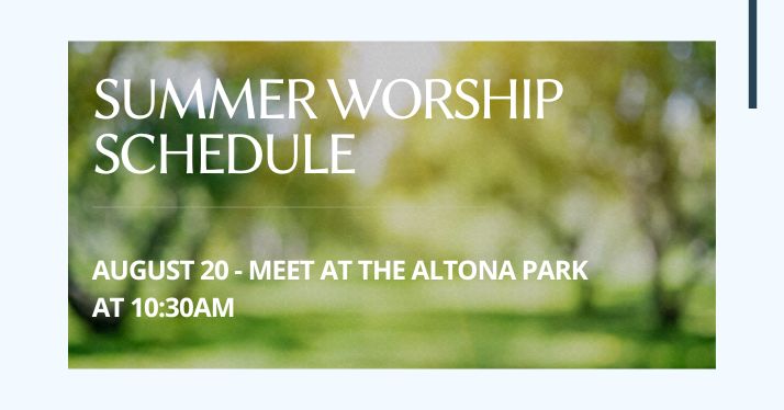 This Sunday: Meet at the Altona Park at 10:30am