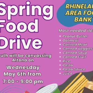 Food Drive – Rhineland Area Food Bank – May 6